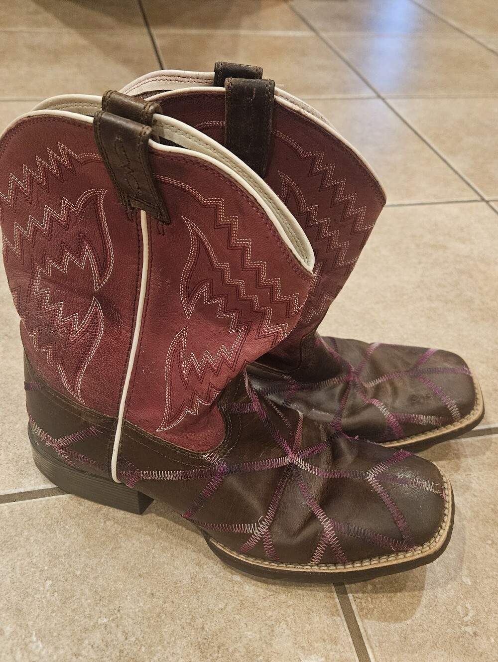 Ariat Twisted Tycoon Pink Brown Big Kids Sz Western Boots